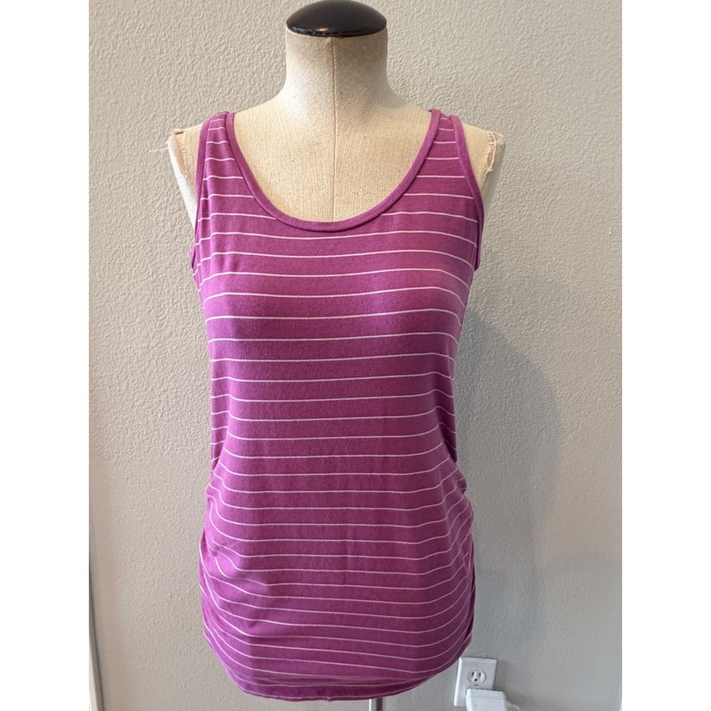 Motherhood Maternity Womens Small Pink Striped Ruched Side Tank Top Sleeveless